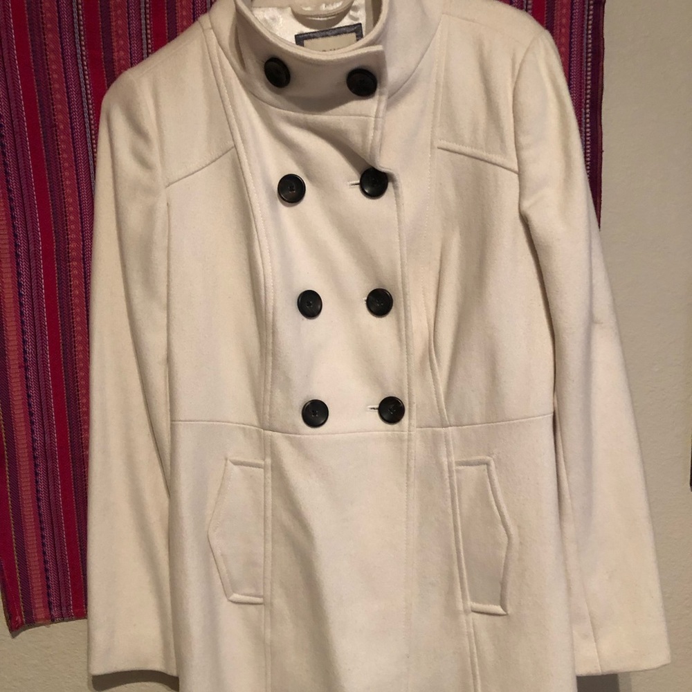 Cream double breasted pea coat